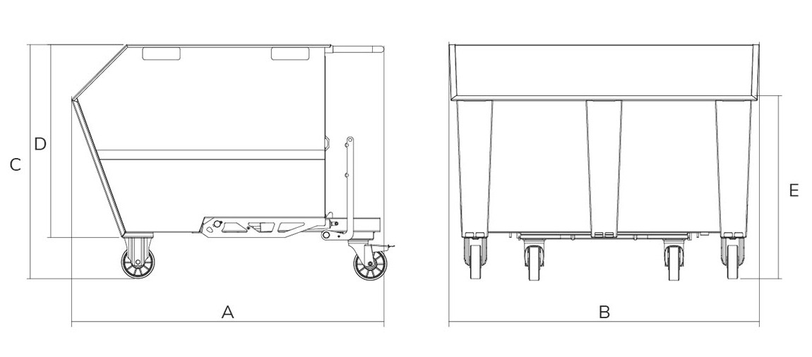 tipping skip 1350L drawing