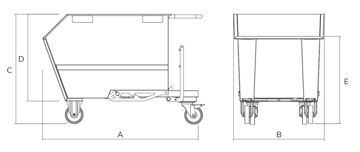 tipping skip 500L drawing