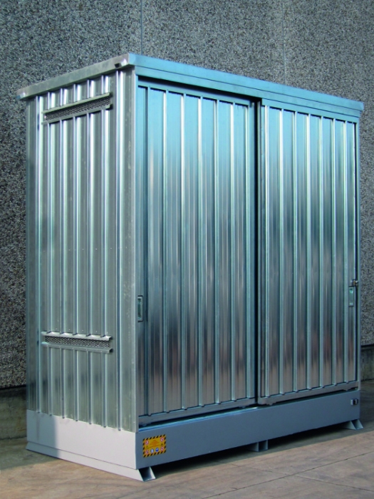 Corrugated Galvanized Steel Storage Cabinet For 4 Ibcs Steps And