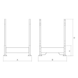 Galvanised Adjustable Bulk Bag Holder 1800L Drawing