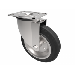 Black Rubber Wheel Swivel Castor 200mm