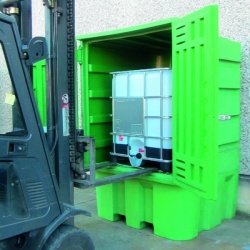 Polyethylene Storage Cabinet with sump for IBC forklift