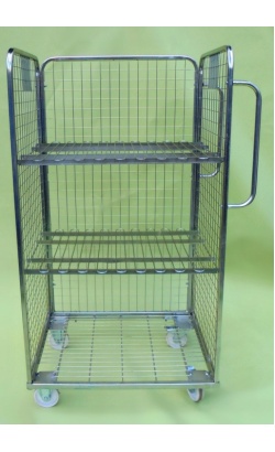 3 Sided Merchandising Trolley with 2 shelves