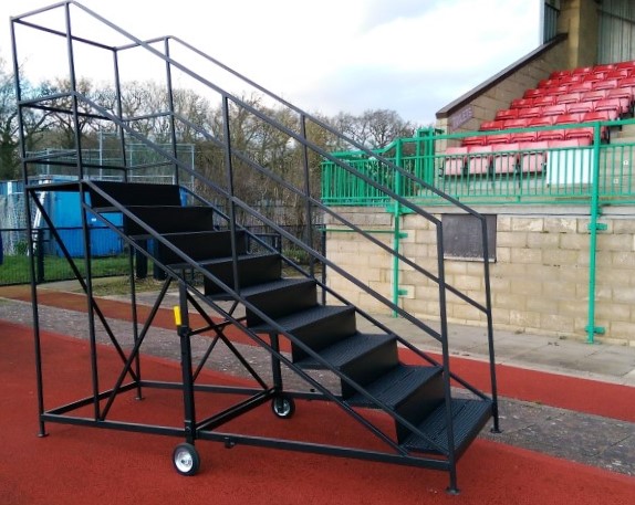Bespoke Custom mobile step with athletic track stand