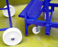 White Plastic Wheels on mobile steps