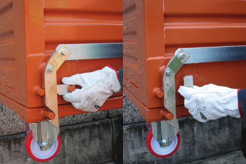 picture of drop bottom skip safety system